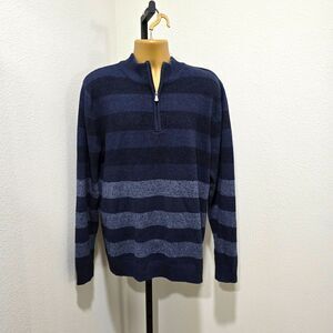 Method Preppy 1/4 Zip Blue Ombre Stripe Sweater Mens XL Grandpa Nordic Alpine